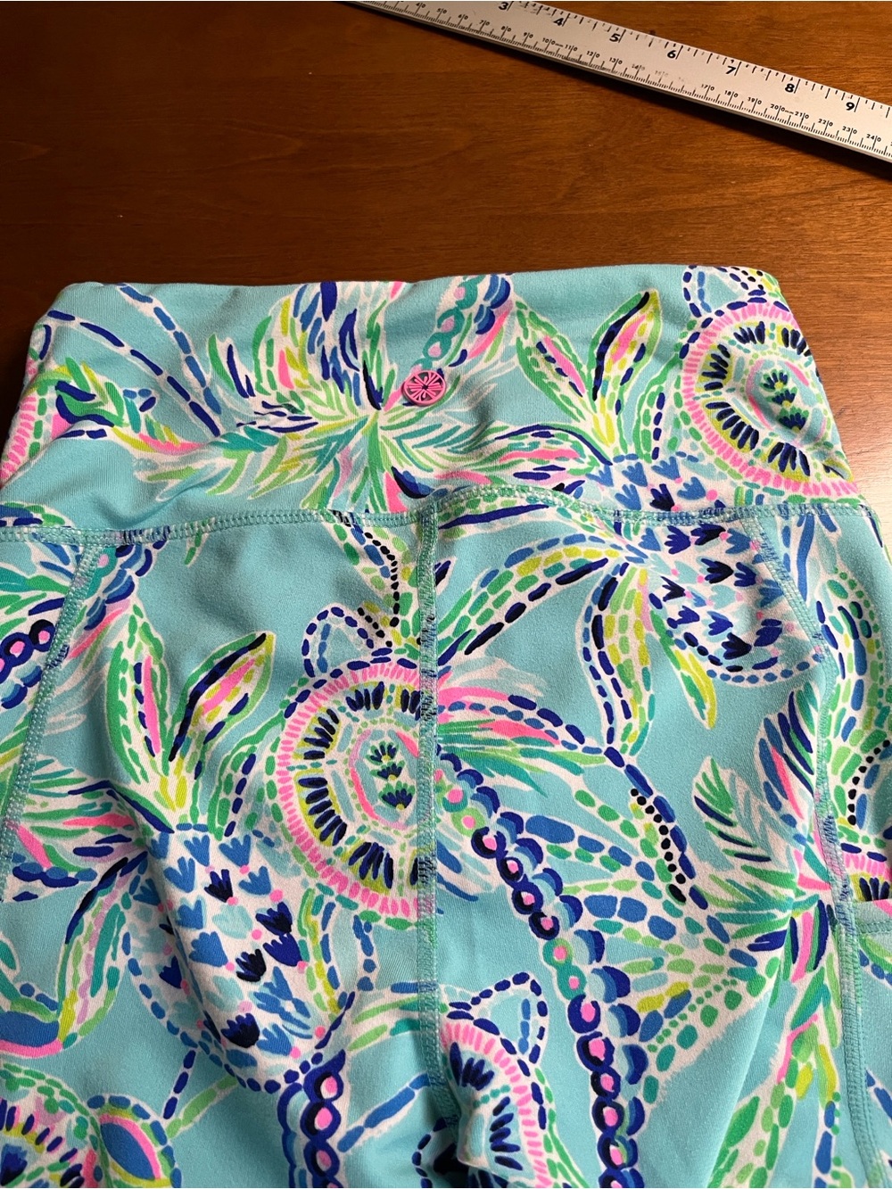 Lilly Pulitzer High-Rise Weekender Midi Leggings Bermuda Blue Turtle Season XS - Picture 4 of 11